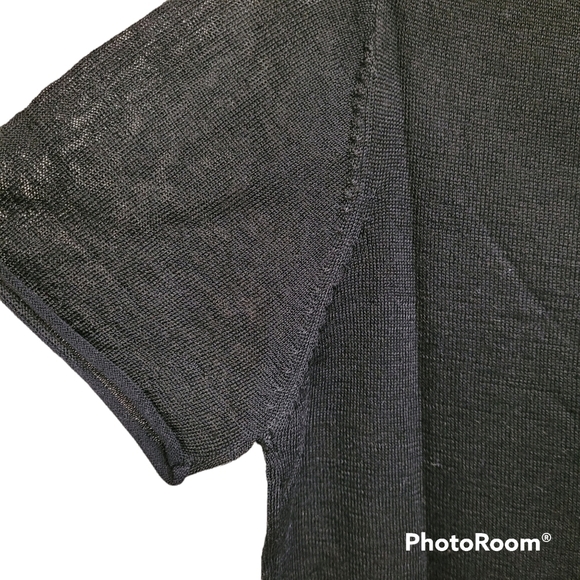 Line & Dot Black Wool Blend Sheer Sweater Knit Short Sleeve Top Size Medium NWT - Picture 3 of 9